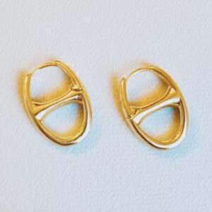 Button Horse Bit Hoop Earrings