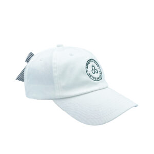 Reequestrian® Signature Logo Hat – White with Green Gingham Bow