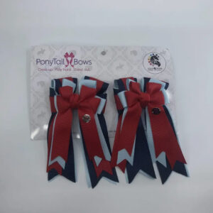 Red Light Blue/Navy PonyTail Bows