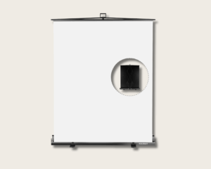 RAUBAY 59.8 x 82.7 inch retractable white backdrop with stand, ideal for creating a clean, professional background for equestrian gear photography or resale listings.