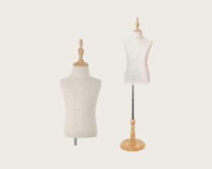 Adjustable kid-sized dress form mannequin for styling children’s equestrian jackets and show coats in listings