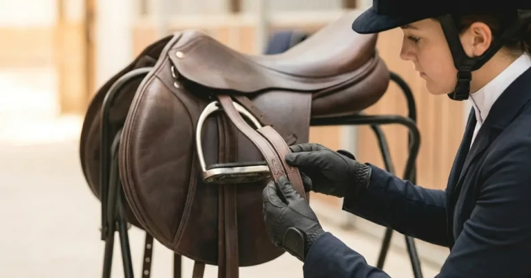 Second season leather tack and riding apparel prepared for listing on an equestrian resale marketplace